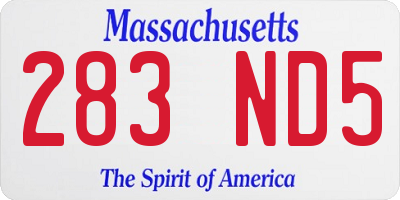 MA license plate 283ND5