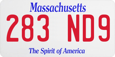 MA license plate 283ND9