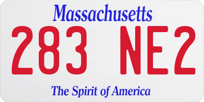 MA license plate 283NE2