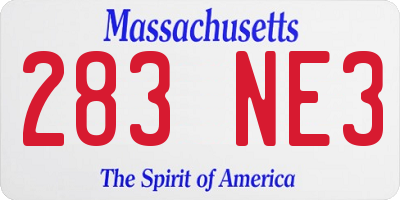 MA license plate 283NE3