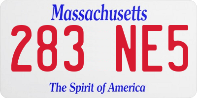 MA license plate 283NE5