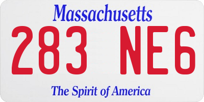 MA license plate 283NE6