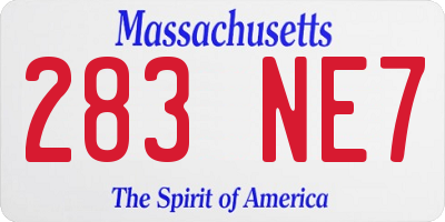 MA license plate 283NE7