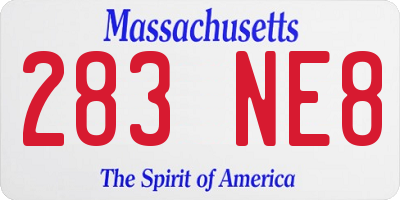 MA license plate 283NE8