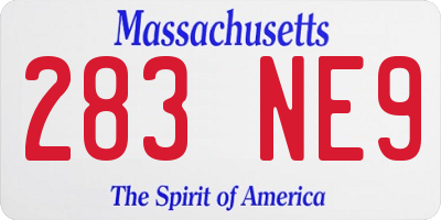 MA license plate 283NE9