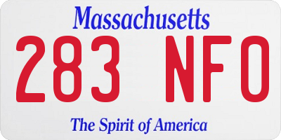 MA license plate 283NF0