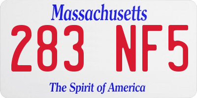 MA license plate 283NF5
