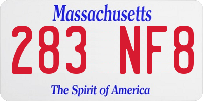 MA license plate 283NF8