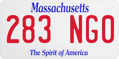 MA license plate 283NG0
