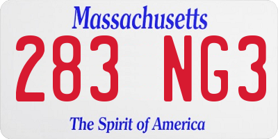MA license plate 283NG3