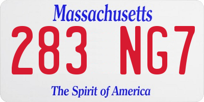 MA license plate 283NG7
