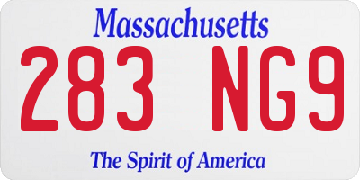 MA license plate 283NG9