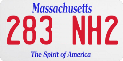 MA license plate 283NH2