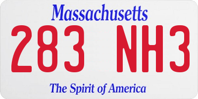 MA license plate 283NH3