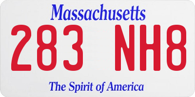 MA license plate 283NH8