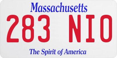 MA license plate 283NI0