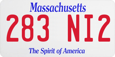 MA license plate 283NI2