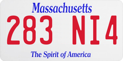 MA license plate 283NI4