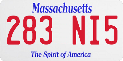 MA license plate 283NI5