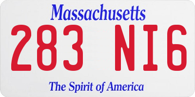 MA license plate 283NI6