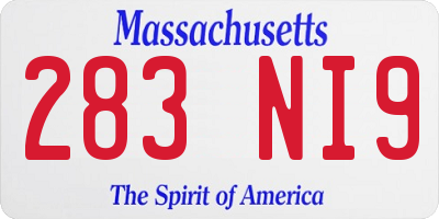 MA license plate 283NI9