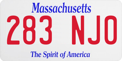MA license plate 283NJ0
