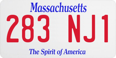 MA license plate 283NJ1