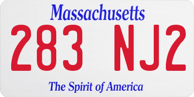 MA license plate 283NJ2