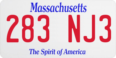 MA license plate 283NJ3