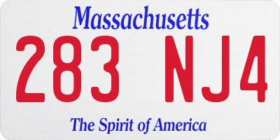 MA license plate 283NJ4