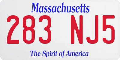 MA license plate 283NJ5