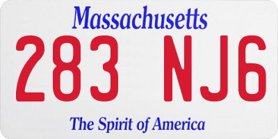 MA license plate 283NJ6