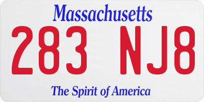 MA license plate 283NJ8