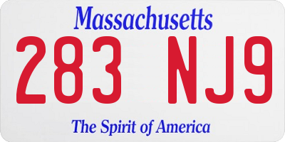MA license plate 283NJ9