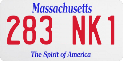 MA license plate 283NK1