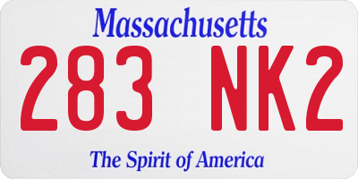 MA license plate 283NK2