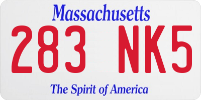 MA license plate 283NK5