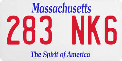 MA license plate 283NK6