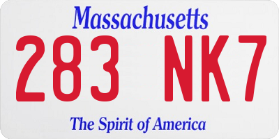 MA license plate 283NK7