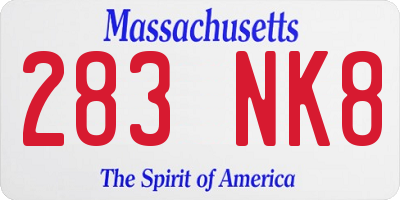 MA license plate 283NK8