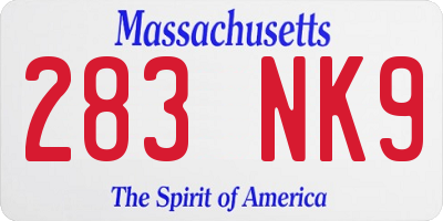MA license plate 283NK9