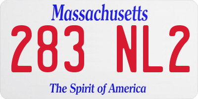 MA license plate 283NL2