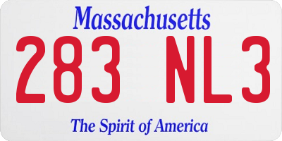 MA license plate 283NL3