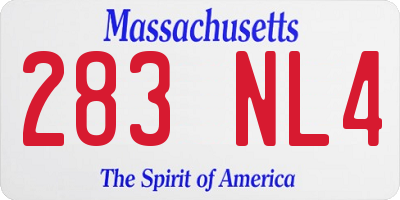 MA license plate 283NL4