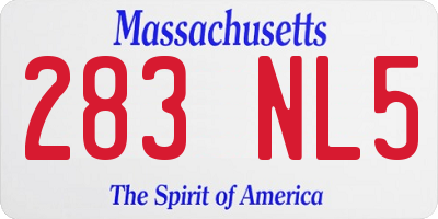 MA license plate 283NL5