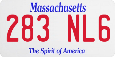 MA license plate 283NL6