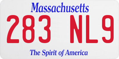MA license plate 283NL9