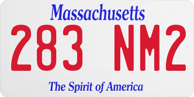 MA license plate 283NM2