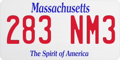 MA license plate 283NM3