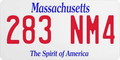 MA license plate 283NM4